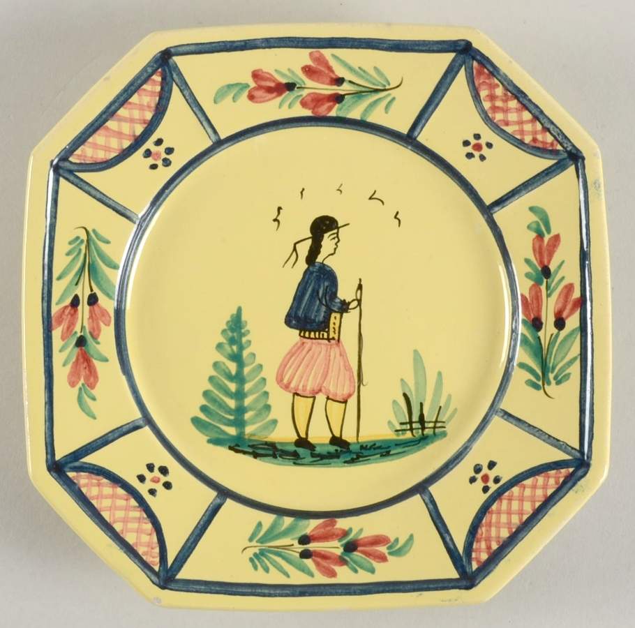 Soleil Yellow (Octagonal, Man) Bread & Butter Plate by Quimper-1