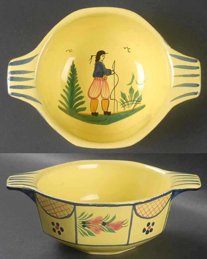 Soleil Yellow (Octagonal, Man) Lugged Cereal Bowl by Quimper-1