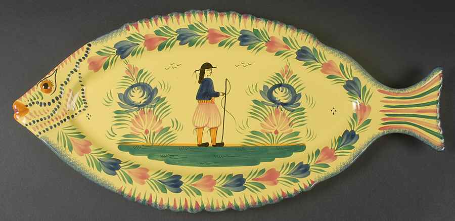 Soleil Yellow (Octagonal, Man) Fish Platter by Quimper-1