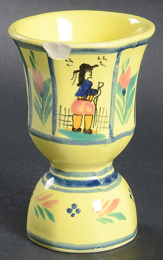Soleil Yellow (Octagonal, Man) Single Egg Cup by Quimper-1