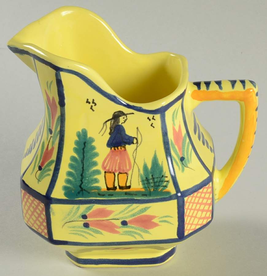 Soleil Yellow (Octagonal, Man) Creamer by Quimper-1