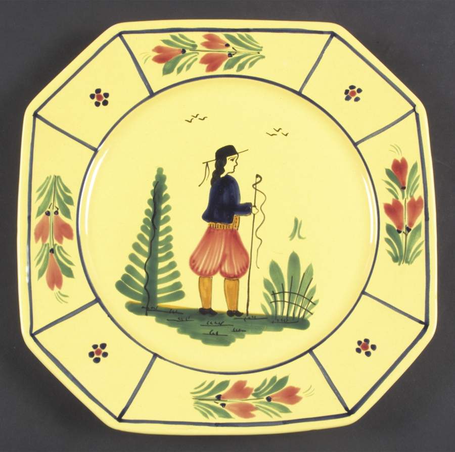 Soleil Yellow (Octagonal, Man) Dinner Plate by Quimper-1