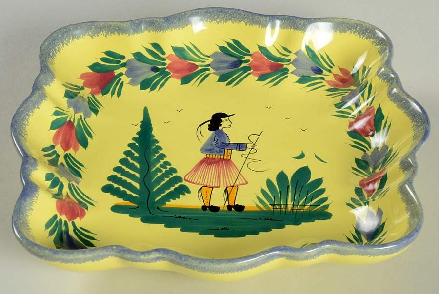 Soleil Yellow (Octagonal, Man) 9" Square Vegetable Bowl by Quimper-1