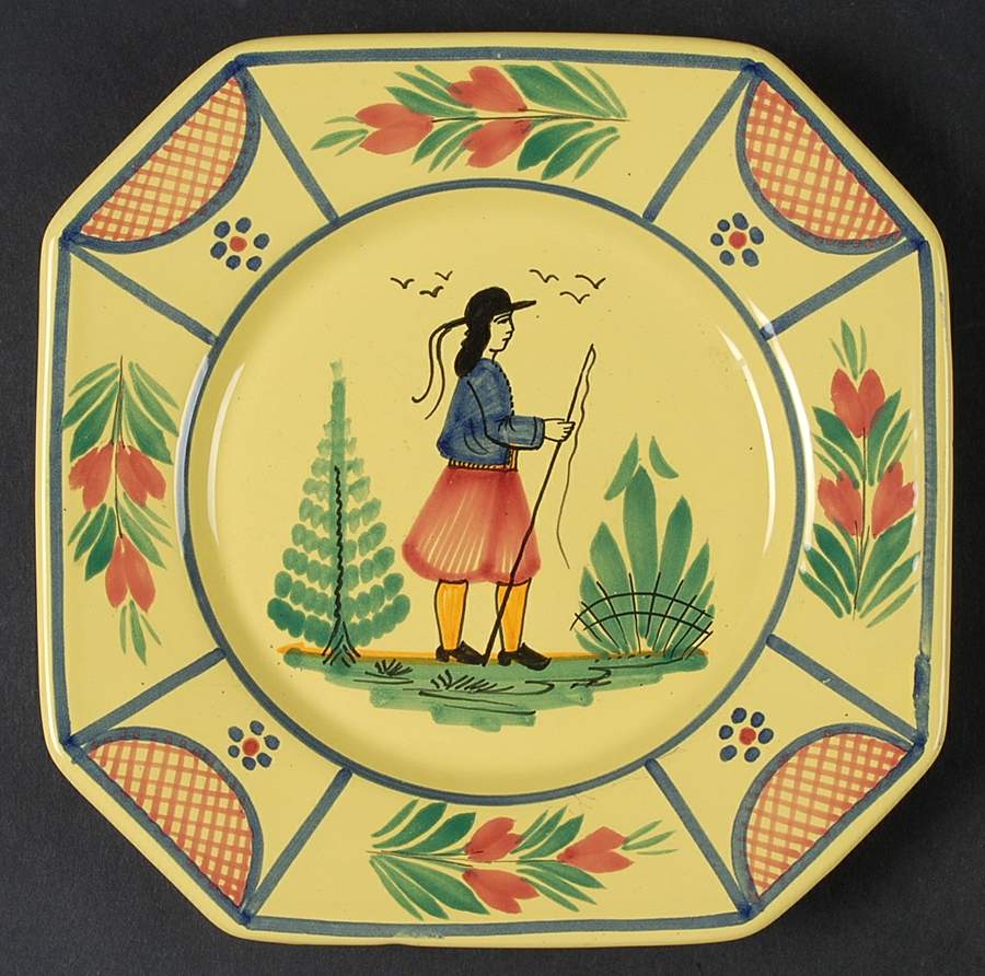 Soleil Yellow (Octagonal, Man) Salad Plate by Quimper-1