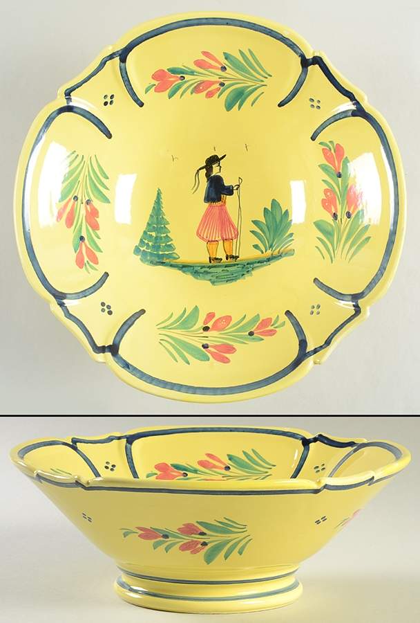 Soleil Yellow (Octagonal, Man) 10" Round Vegetable Bowl by Quimper-1