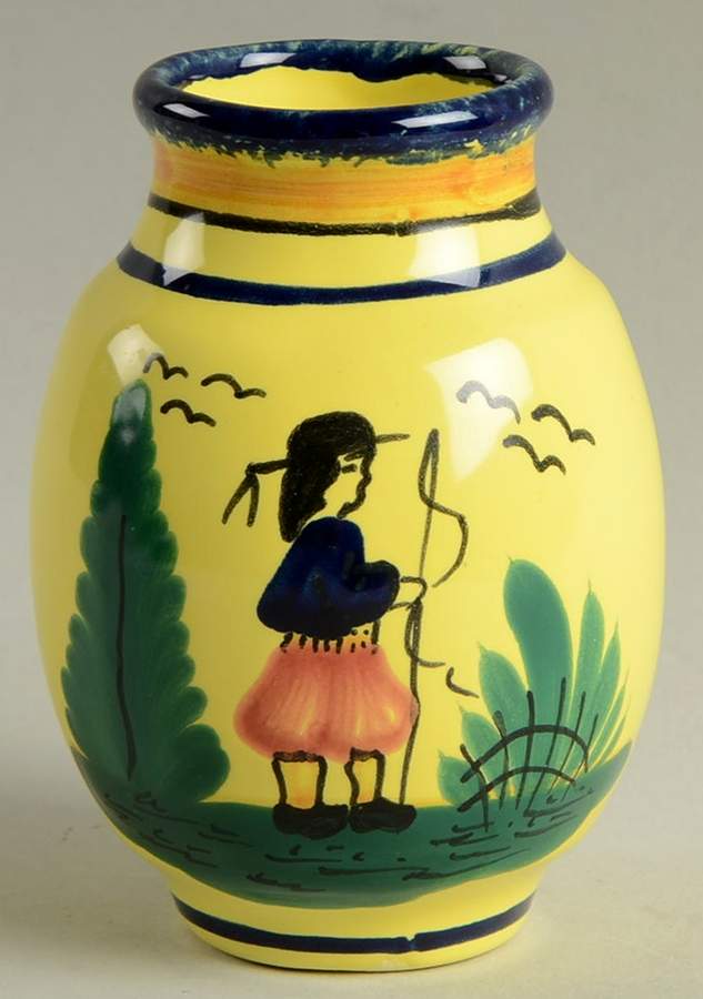 Soleil Yellow (Octagonal, Man) 5" Vase by Quimper-1