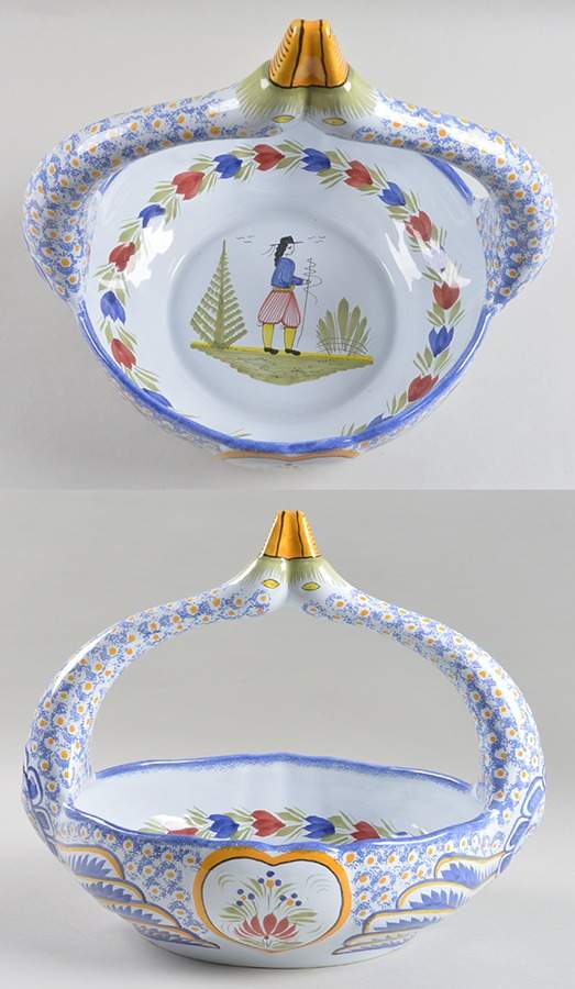 Henriot (Lady Or Man Center) 11'' Swan Basket by Quimper-1