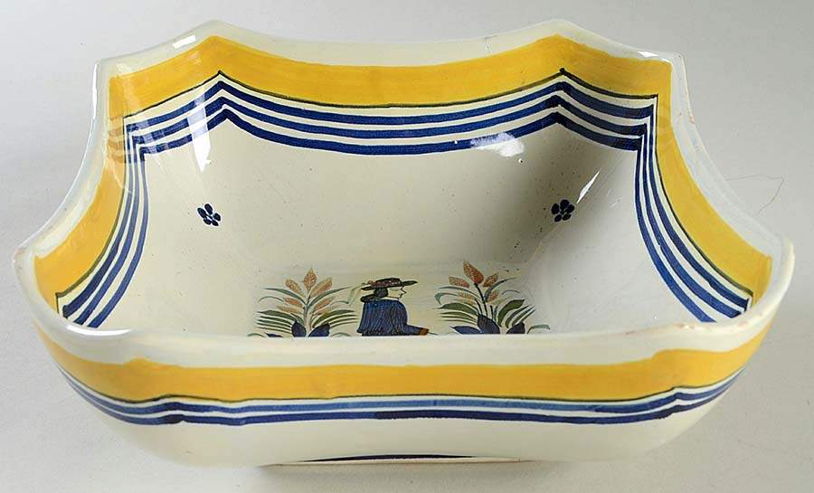 Henriot (Lady Or Man Center) 9" Square Salad Serving Bowl by Quimper-1