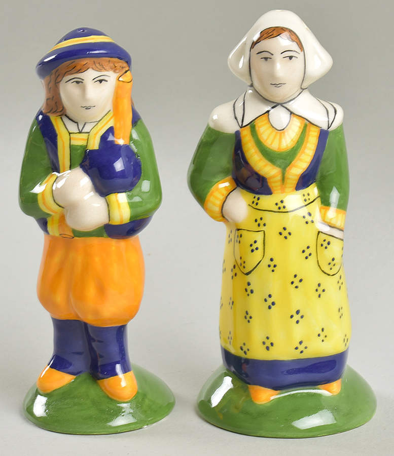 Henriot (Lady Or Man Center) Figural Salt & Pepper Set by Quimper-1
