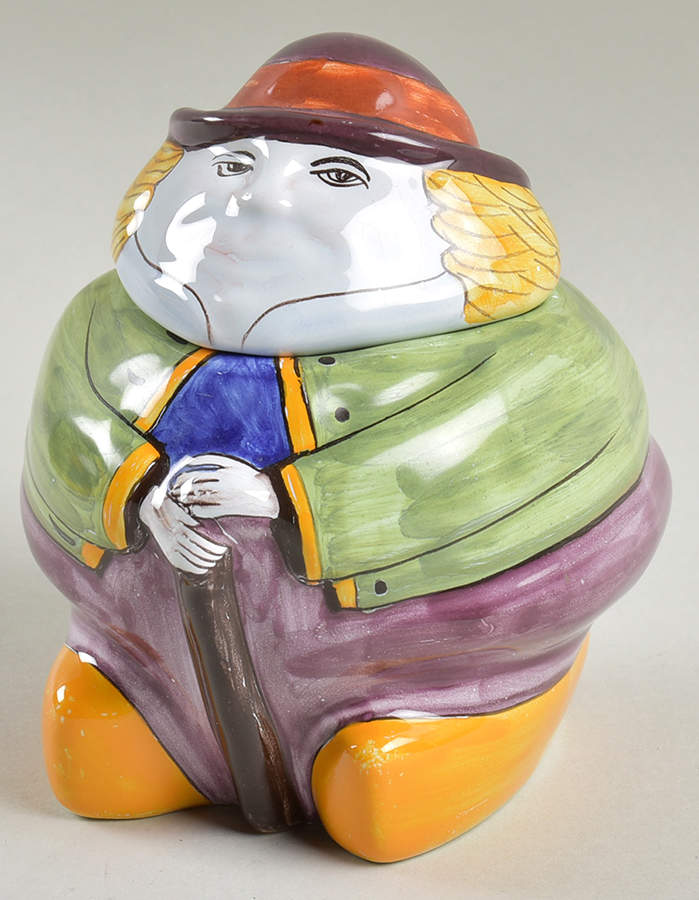 Henriot (Lady Or Man Center) Figural Candy Box & Lid by Quimper-1