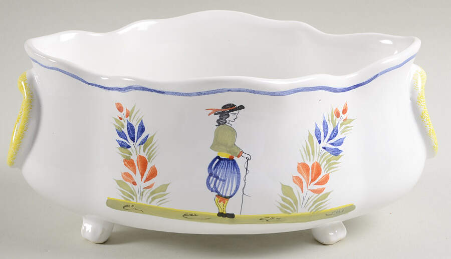 Henriot (Lady Or Man Center) 9" Jardiniere by Quimper-1