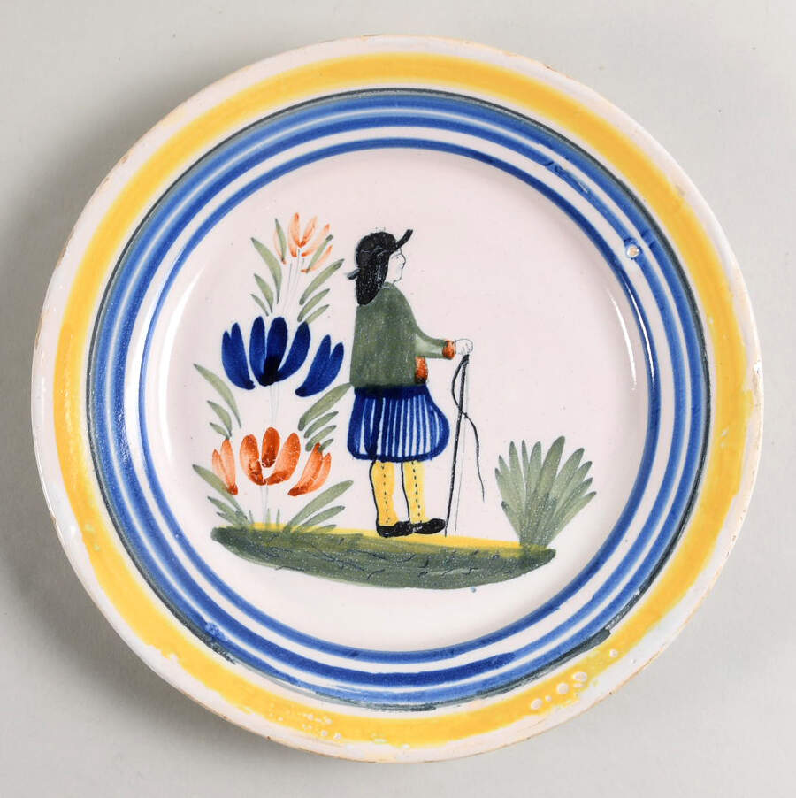 Henriot (Lady Or Man Center) Breakfast Plate by Quimper-1