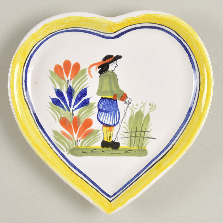 Henriot (Lady Or Man Center) Heart Shaped Dish by Quimper-1
