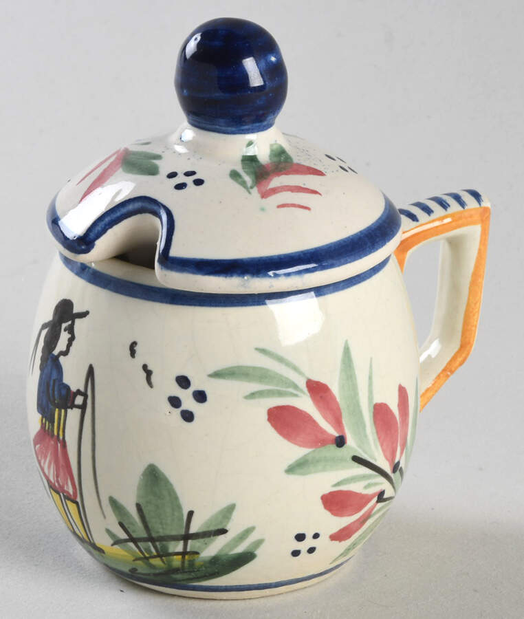 Henriot (Lady Or Man Center) Jam/Jelly & Lid by Quimper-1