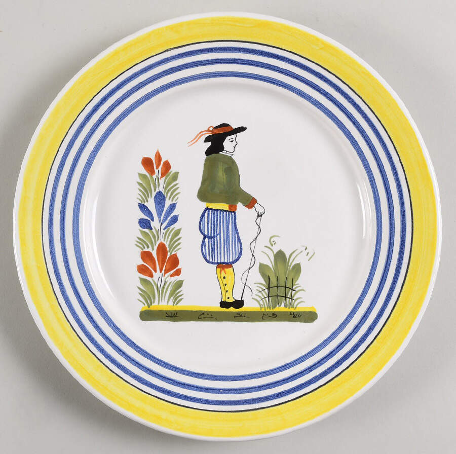Henriot (Lady Or Man Center) Dinner Plate by Quimper-1