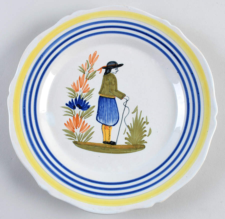 Henriot (Lady Or Man Center) Luncheon Plate by Quimper-1