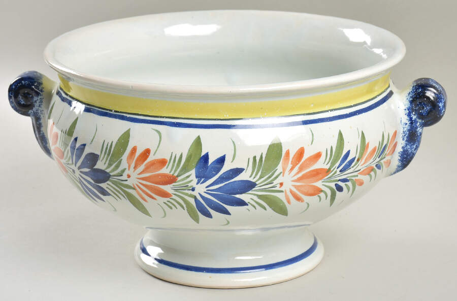 Henriot (Lady Or Man Center) Tureen No Lid by Quimper-1