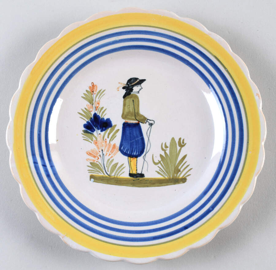 Henriot (Lady Or Man Center) Bread & Butter Plate by Quimper-1