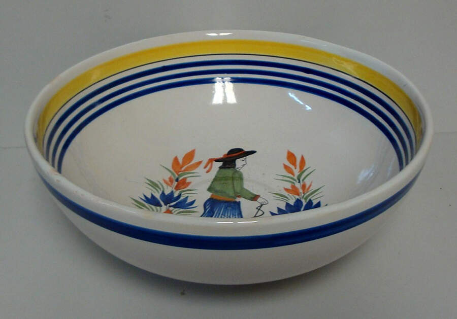 Henriot (Lady Or Man Center) 9" Round Vegetable Bowl by Quimper-1