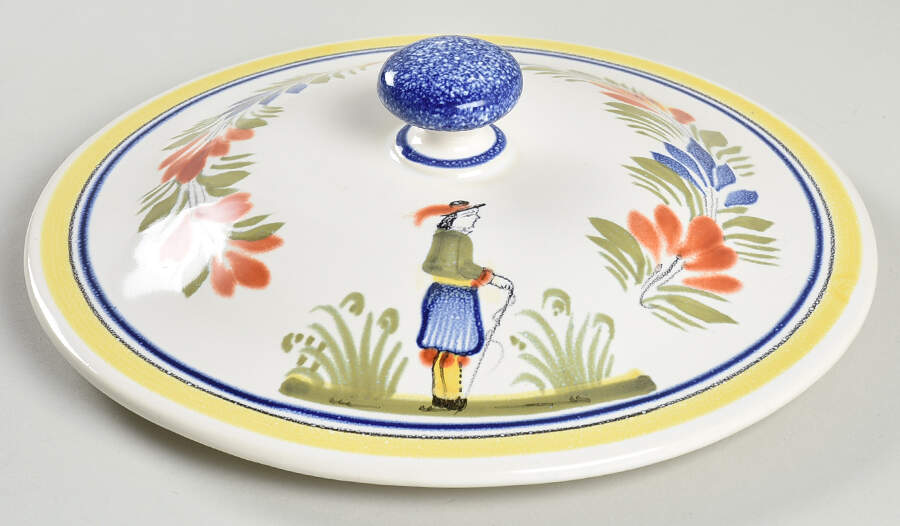 Henriot (Lady Or Man Center) Lid for Tureen by Quimper-1