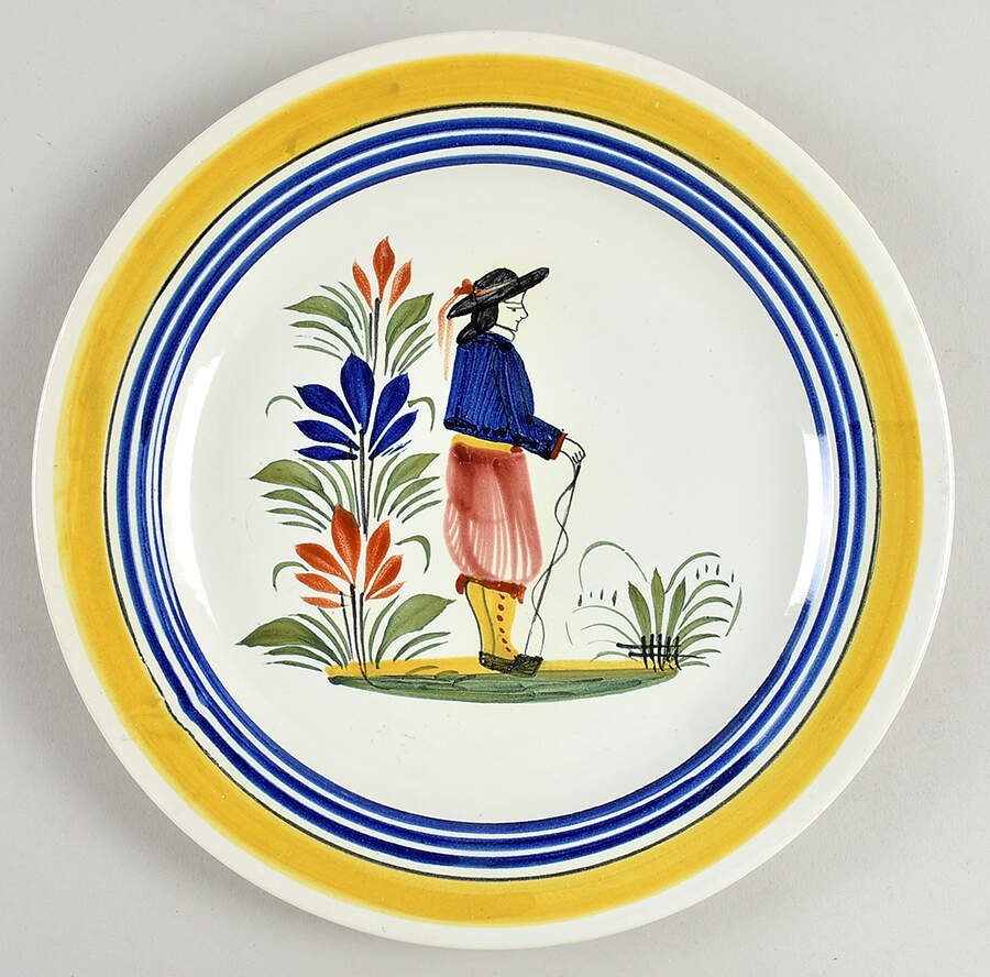 Henriot (Lady Or Man Center) Luncheon Plate by Quimper-1