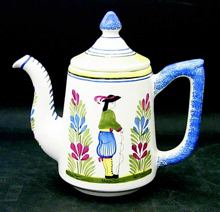Henriot (Lady Or Man Center) Coffee Pot & Lid by Quimper-1