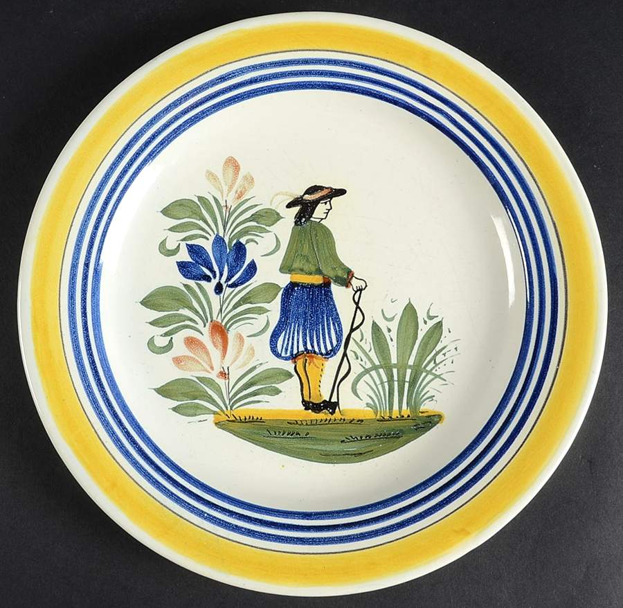 Henriot (Lady Or Man Center) Luncheon Plate by Quimper-1