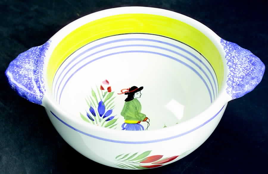 Henriot (Lady Or Man Center) Lugged Cereal Bowl by Quimper-1