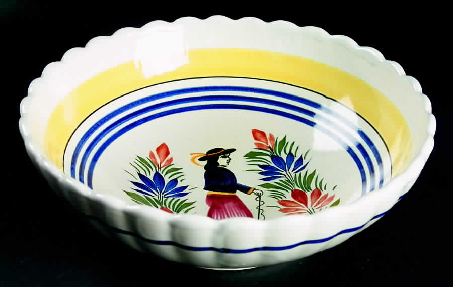 Henriot (Lady Or Man Center) 10" Large Salad Serving Bowl by Quimper-1