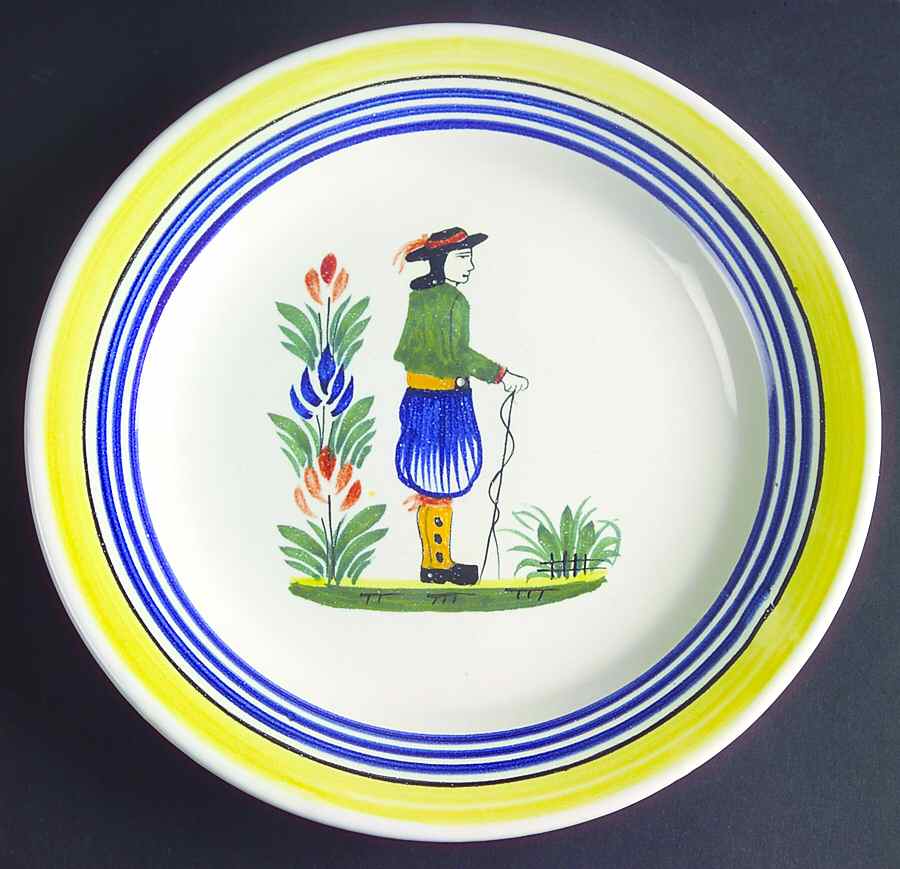 Henriot (Lady Or Man Center) Luncheon Plate by Quimper-1