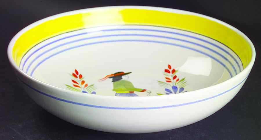 Henriot (Lady Or Man Center) 9" Round Vegetable Bowl by Quimper-1