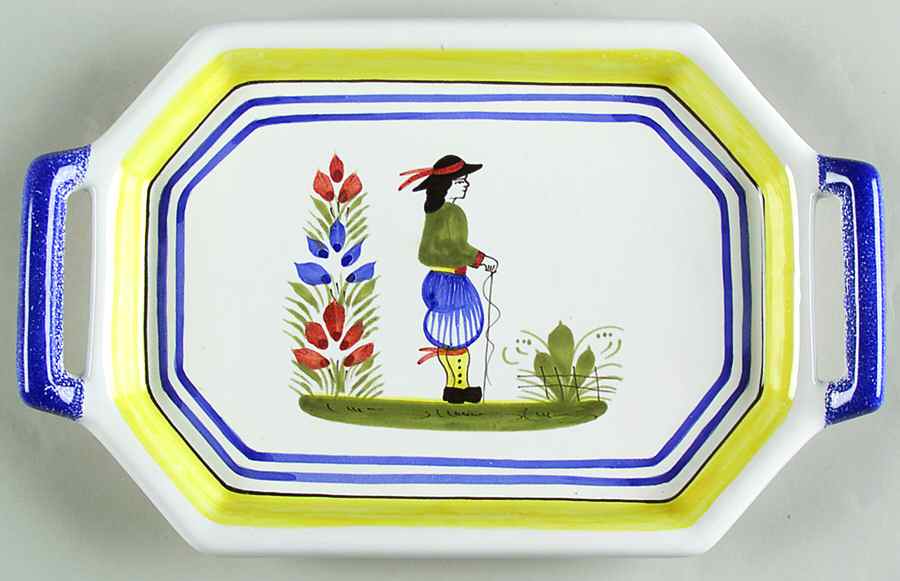 Henriot (Lady Or Man Center) 9" Oval Serving Platter by Quimper-1