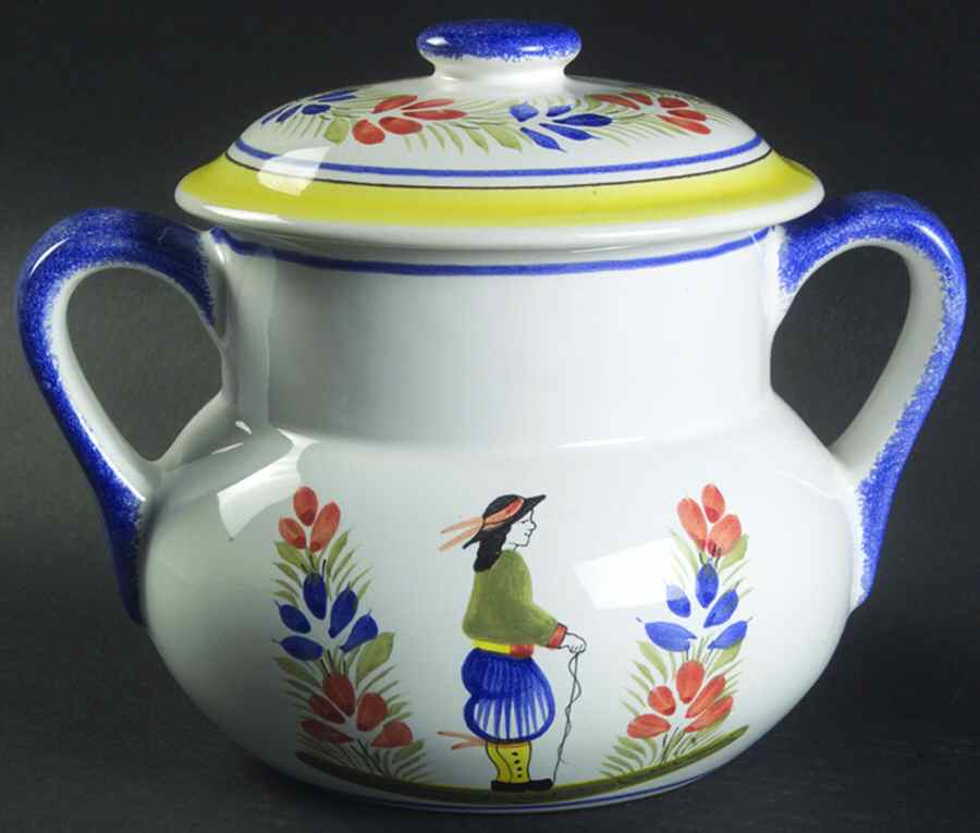 Henriot (Lady Or Man Center) Cookie Jar & Lid by Quimper-1