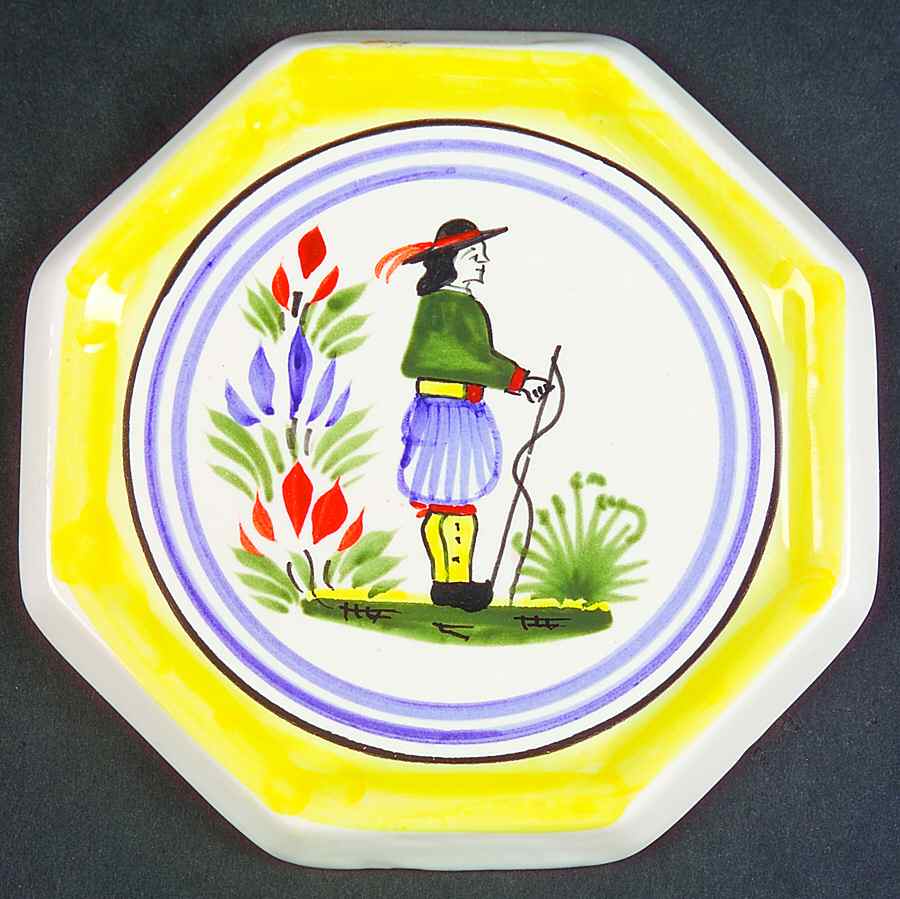 Henriot (Lady Or Man Center) Octagonal Tea Tile by Quimper-1