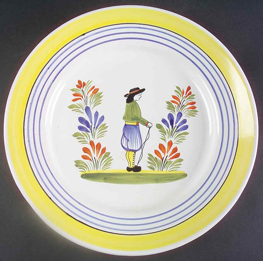 Henriot (Lady Or Man Center) 11" Chop Plate (Round Platter) by Quimper-1