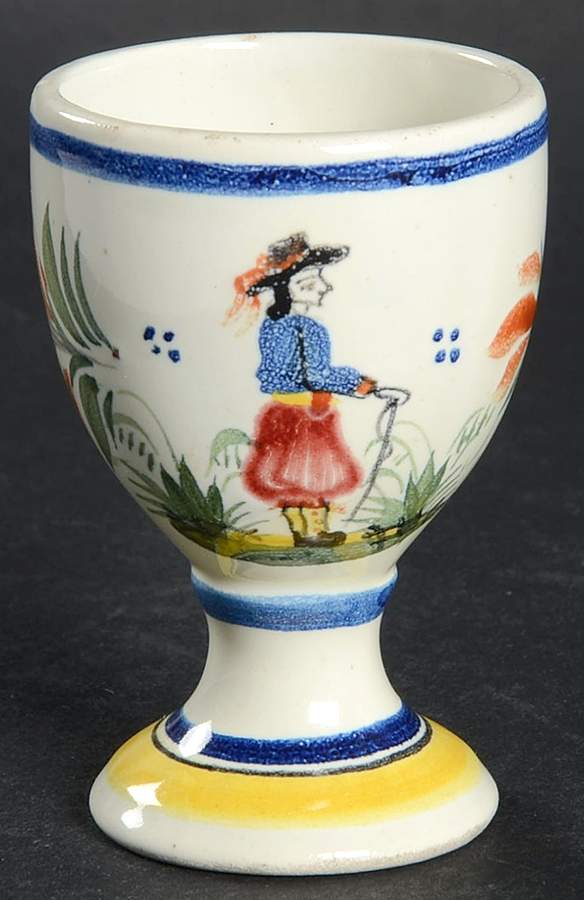Henriot (Lady Or Man Center) Egg and Stand Egg Only by Quimper-1