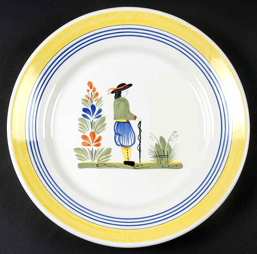 Henriot (Lady Or Man Center) 12" Chop Plate (Round Platter) by Quimper-1
