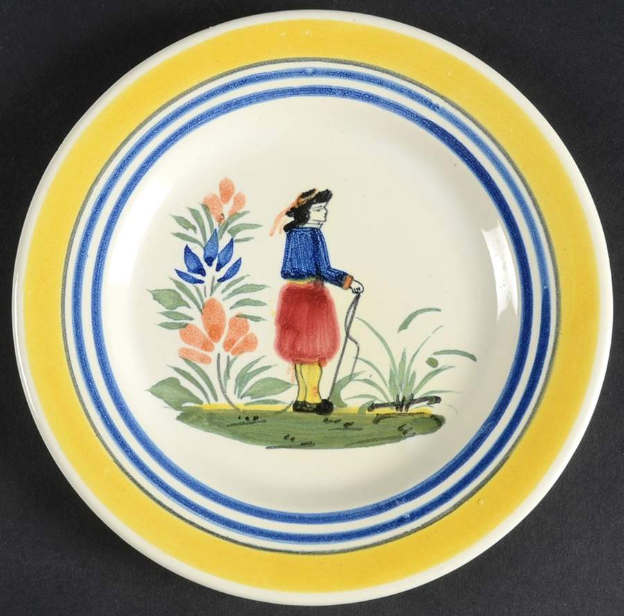Henriot (Lady Or Man Center) Bread & Butter Plate by Quimper-1