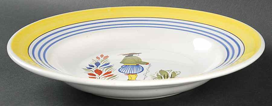 Henriot (Lady Or Man Center) Large Rim Soup Bowl by Quimper-1