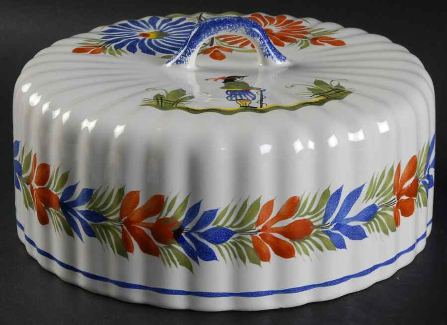 Henriot (Lady Or Man Center) Lid for Round Cheese Dish by Quimper-1