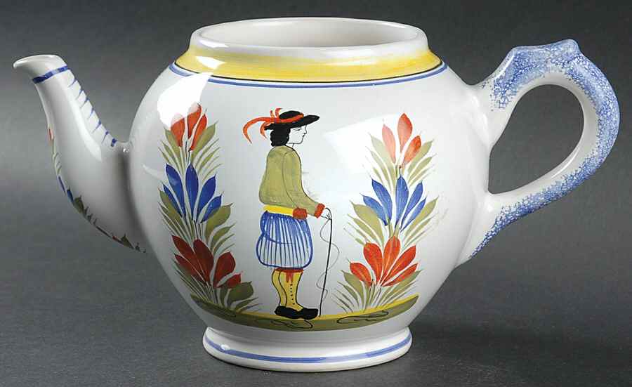 Henriot (Lady Or Man Center) Teapot No Lid by Quimper-1