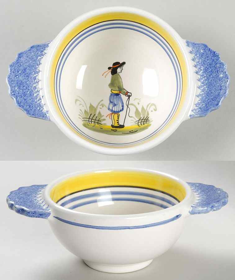 Henriot (Lady Or Man Center) Lugged Child's Bowl by Quimper-1