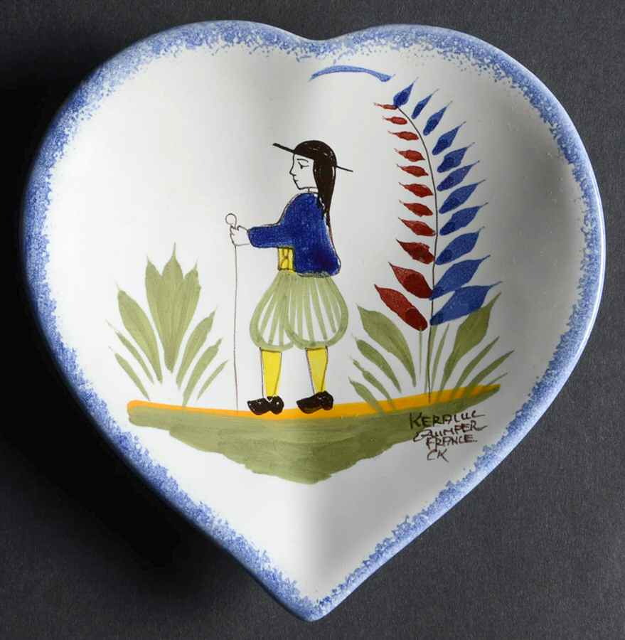 Henriot (Lady Or Man Center) Heart Shaped Dish by Quimper-1