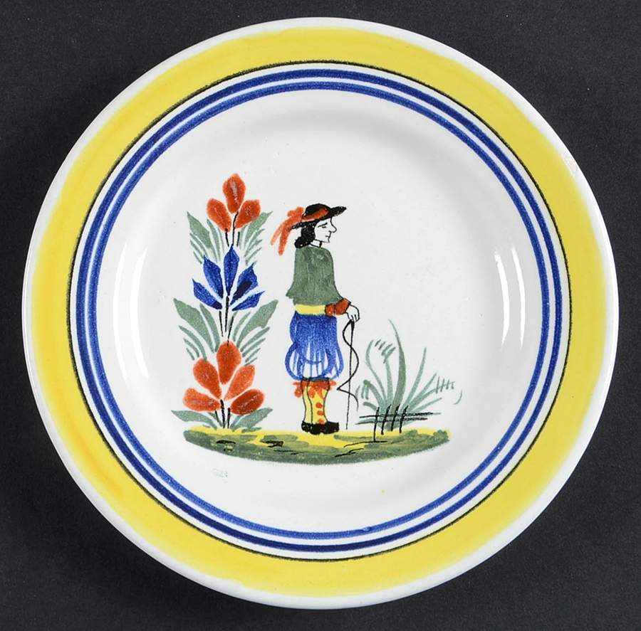 Henriot (Lady Or Man Center) Bread & Butter Plate by Quimper-1