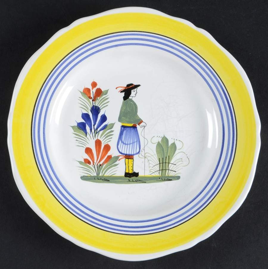 Henriot (Lady Or Man Center) Dessert/Pie Plate by Quimper-1