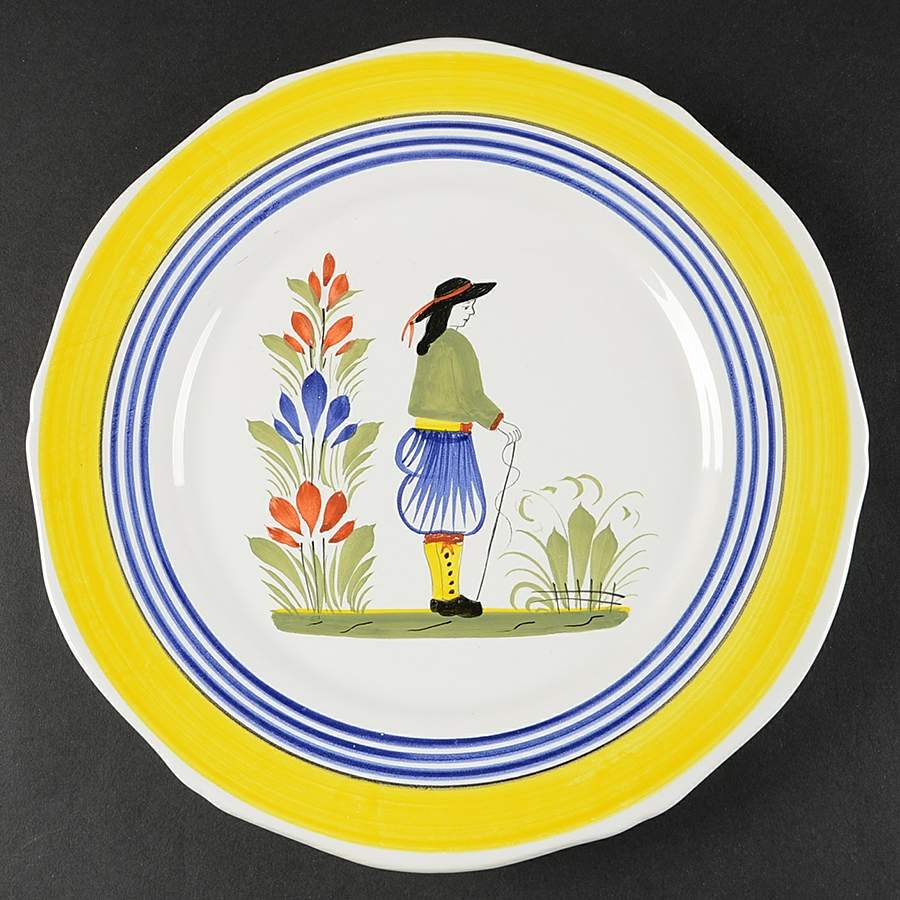 Henriot (Lady Or Man Center) Dinner Plate by Quimper-1