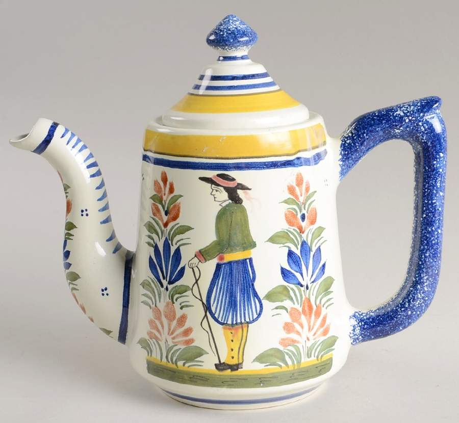 Henriot (Lady Or Man Center) Coffee Pot & Lid by Quimper-1