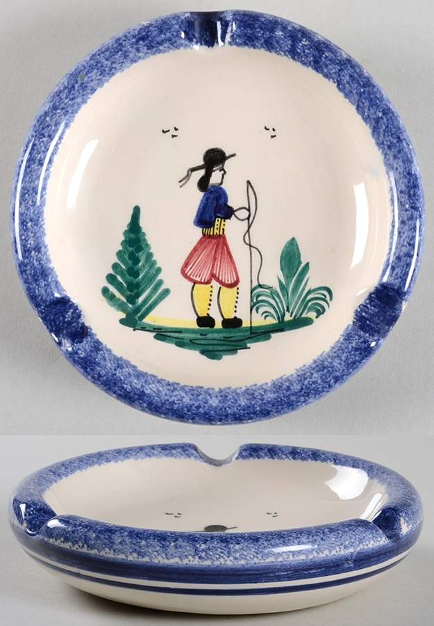 Henriot (Lady Or Man Center) 5" Ashtray by Quimper-1