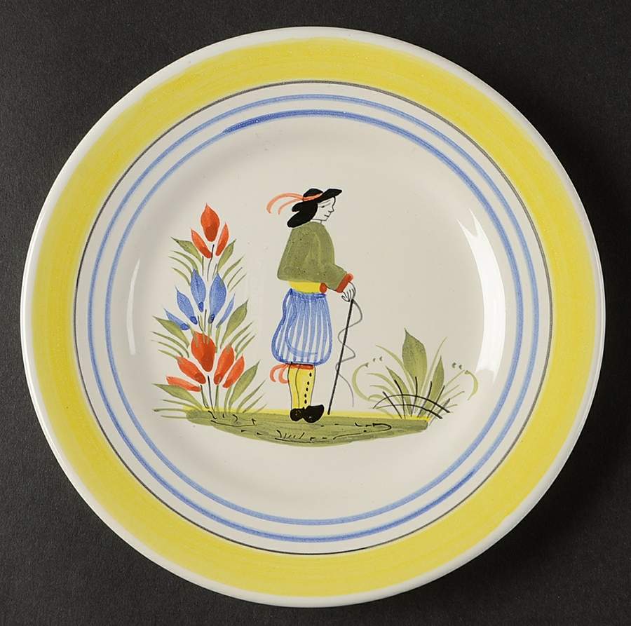Henriot (Lady Or Man Center) Bread & Butter Plate by Quimper-1