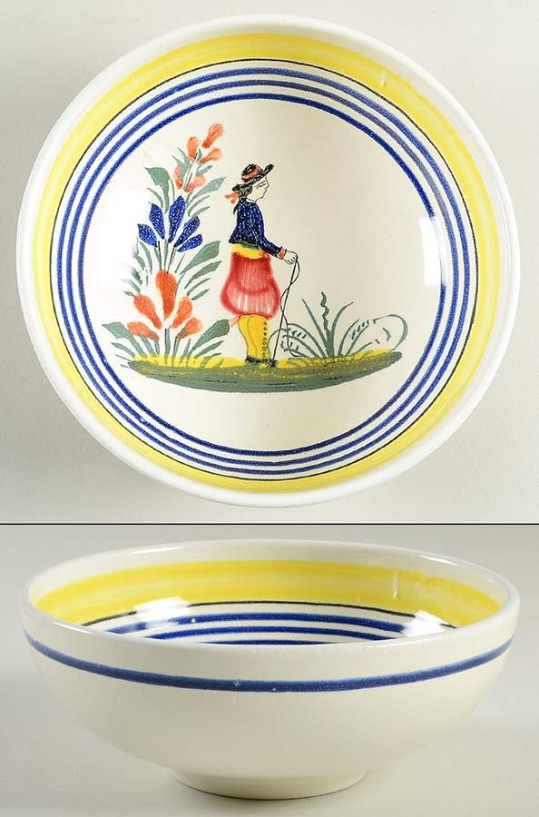 Henriot (Lady Or Man Center) Soup/Cereal Bowl by Quimper-1